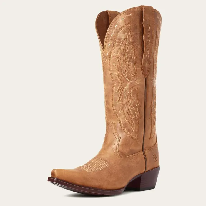 Women Western Boots Ariat Heritage X Toe Elastic Wide Calf Western Boot Distressed Brown