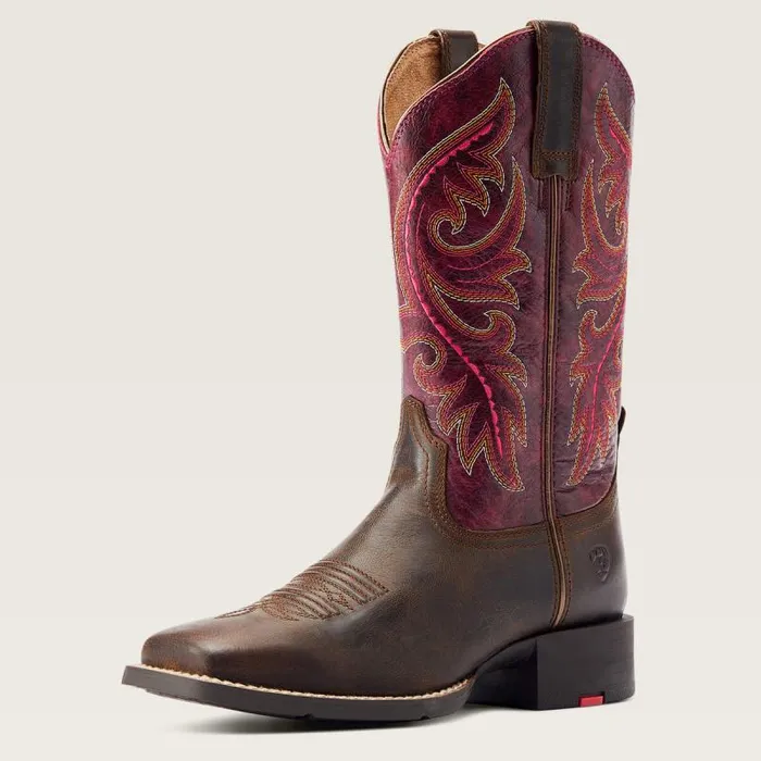 Women Western Boots Ariat Round Up Back Zip Western Boot Worn Mocha