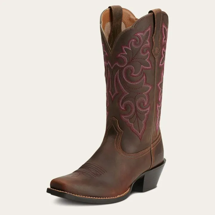 Women Western Boots Ariat Round Up Square Toe Western Boot Powder Brown