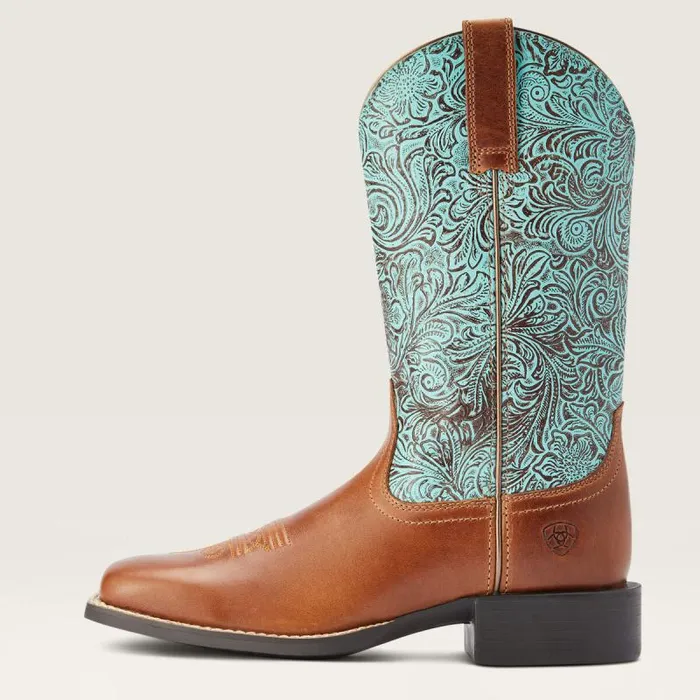 Women Western Boots Ariat Round Up Wide Square Toe Western Boot Beduino Brown