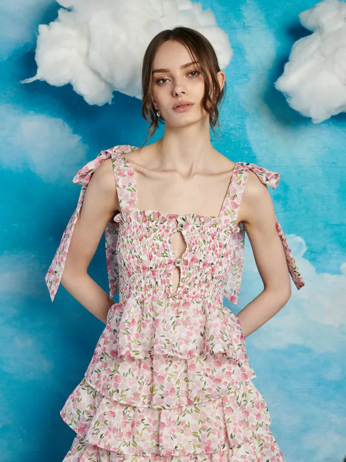 Women Wild Hearts Cropped Top White Floral Pink Sister Jane Tops