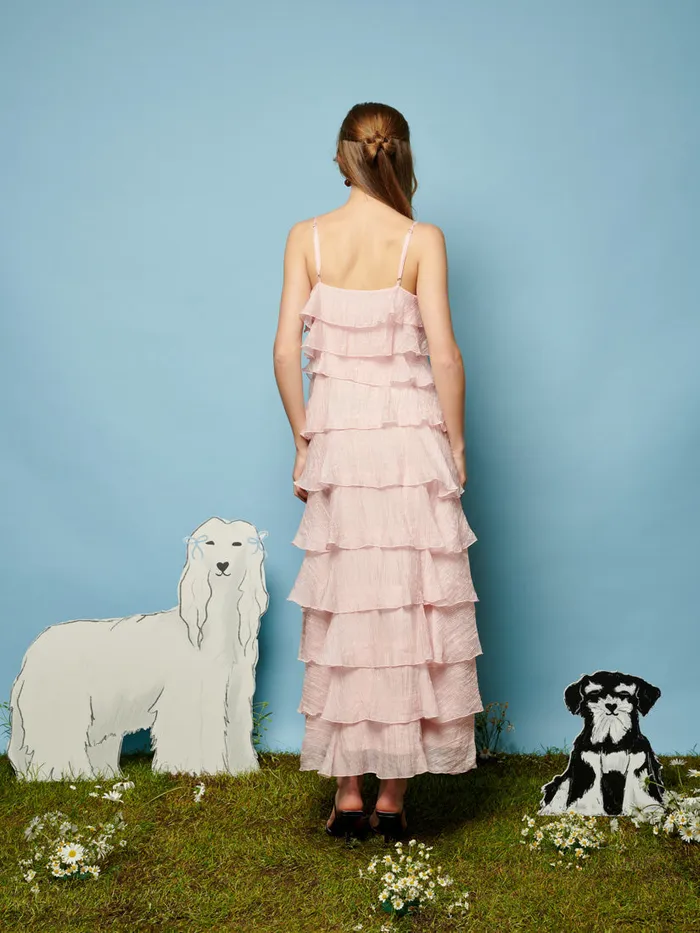 Women Winnie Ruffle Midi Dress Baby Pink Sister Jane Dresses