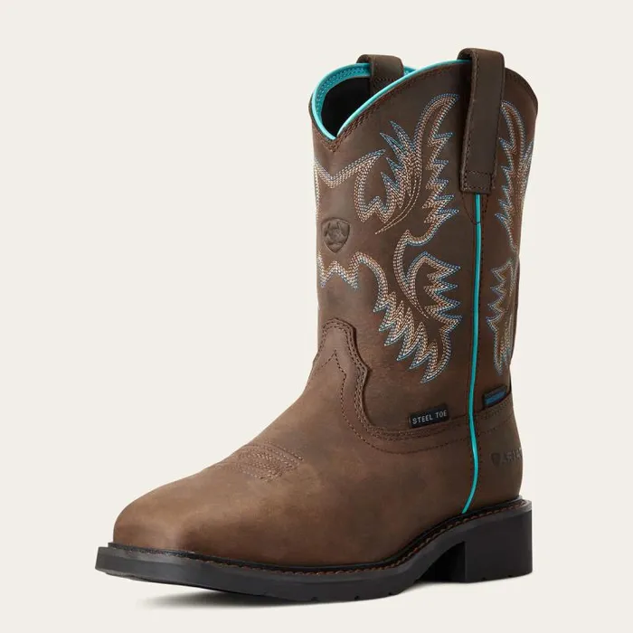 Women Work Boots and Shoes Ariat Krista Waterproof Steel Toe Work Boot Dark Brown