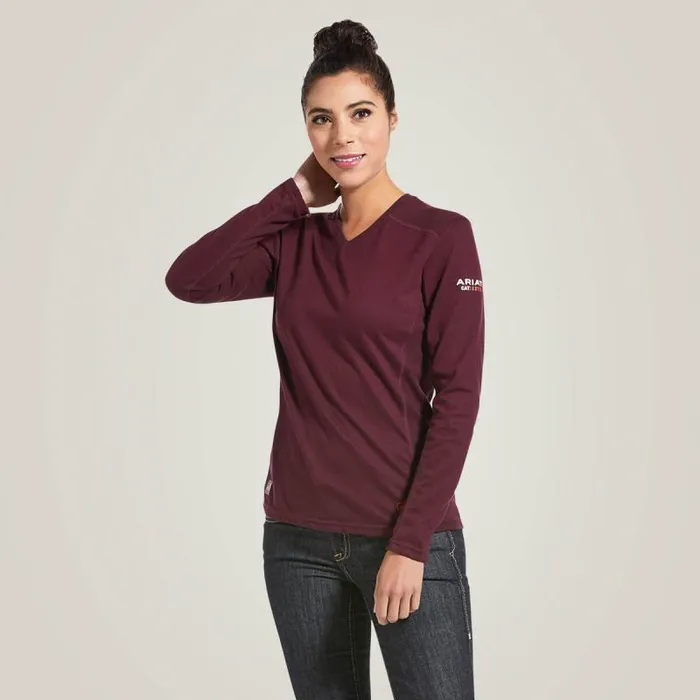 Women Workwear Ariat FR AC Crew Top Malbec