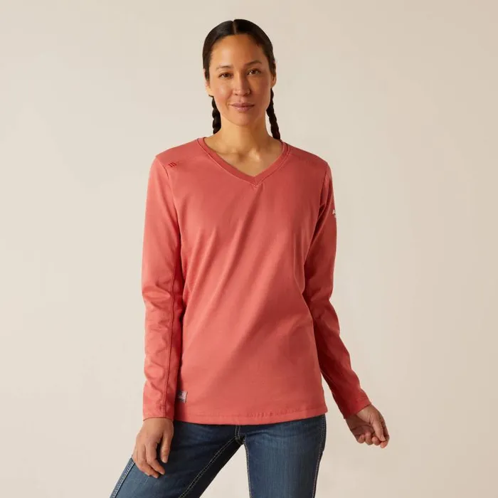 Women Workwear Ariat FR AC Crew Top Mineral Red