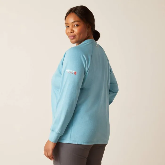 Women Workwear Ariat FR Air Henley Top Norse Blue Space Dye Women Workwear Ariat FR Air Henley Top Norse Blue Space Dye