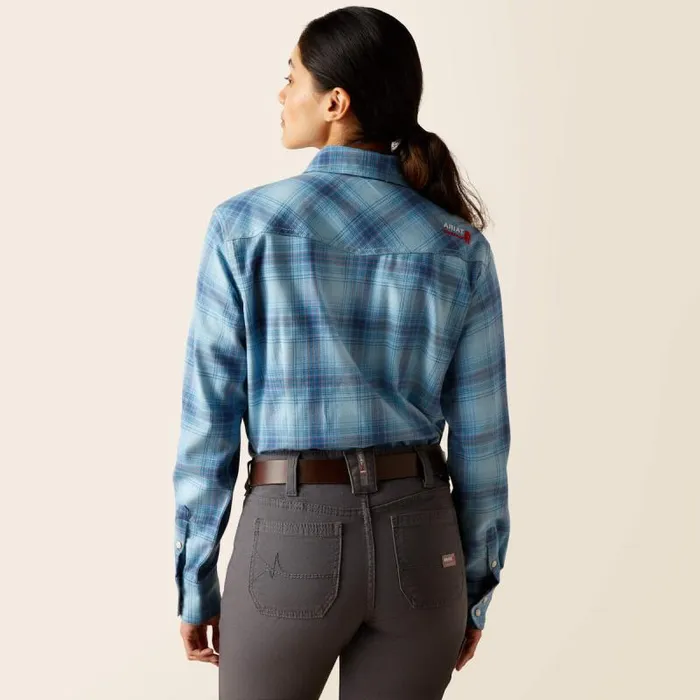 Women Workwear Ariat FR Bonita Snap Work Shirt Norse Blue Women Workwear Ariat FR Bonita Snap Work Shirt Norse Blue