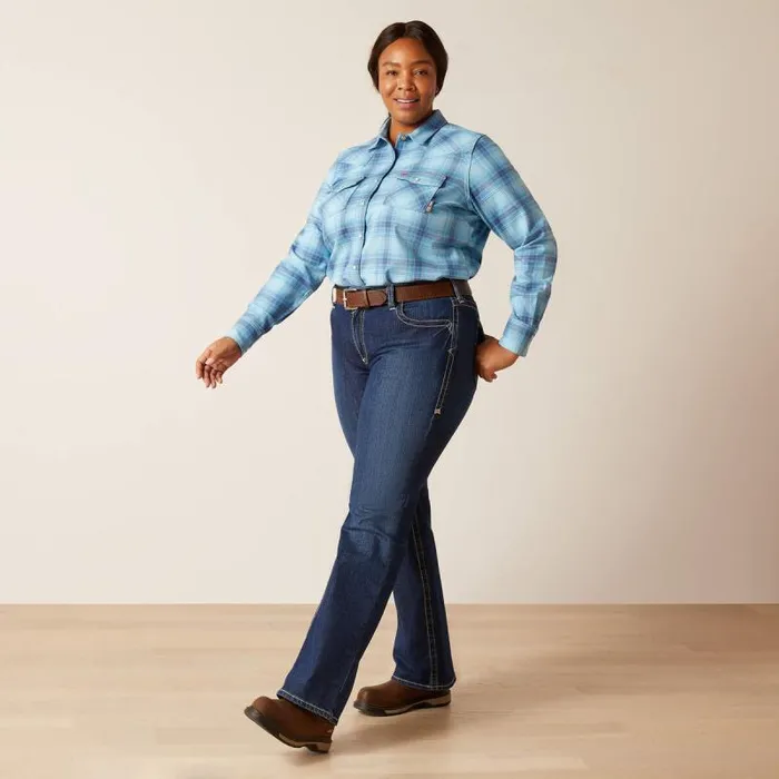Women Workwear Ariat FR Bonita Snap Work Shirt Norse Blue Women Workwear Ariat FR Bonita Snap Work Shirt Norse Blue