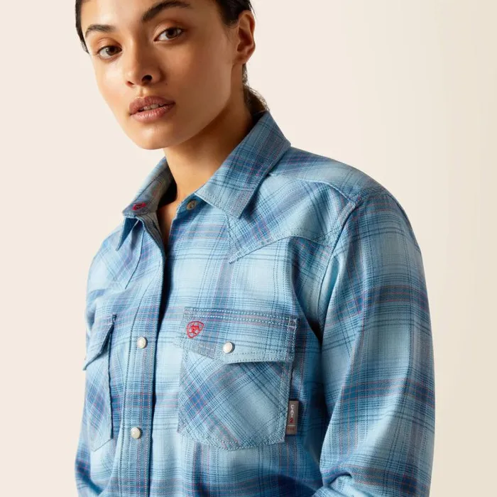 Women Workwear Ariat FR Bonita Snap Work Shirt Norse Blue Women Workwear Ariat FR Bonita Snap Work Shirt Norse Blue