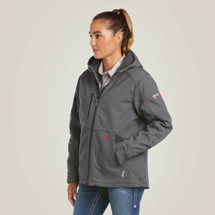 Women Workwear Ariat FR DuraLight Stretch Canvas Jacket Iron Grey