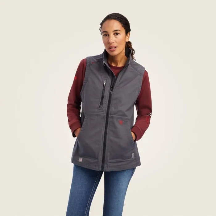 Women Workwear Ariat FR DuraLight Stretch Canvas Vest Iron Grey