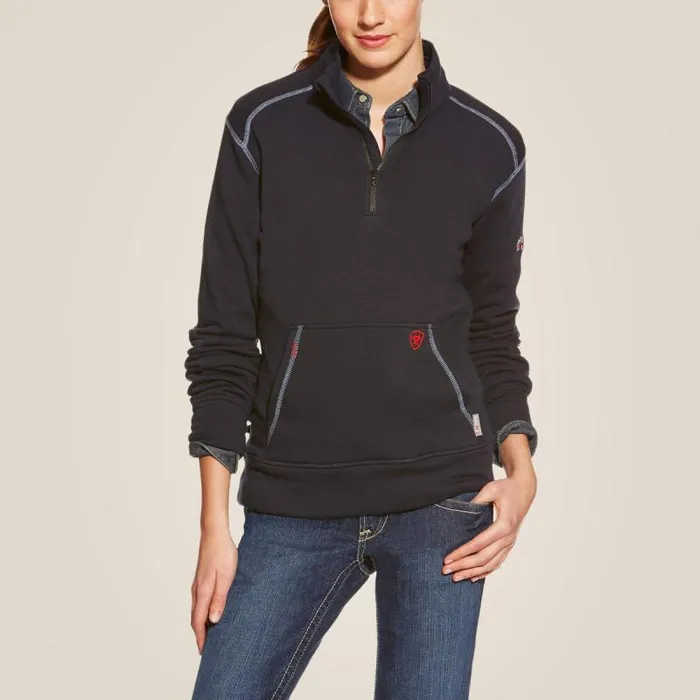 Women Workwear Ariat FR Polartec Fleece 14 Zip Top Navy