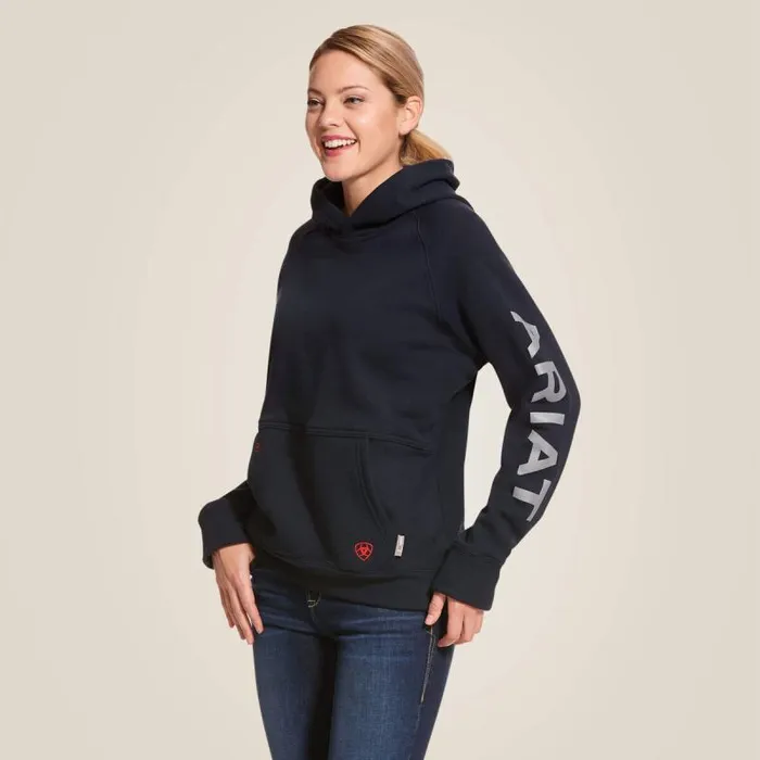 Women Workwear Ariat FR Primo Fleece Logo Hoodie Navy