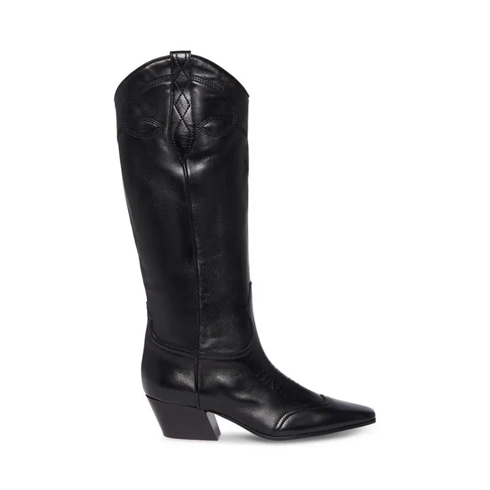 Womens Abilene Black Leather Steve Madden Boots and Booties