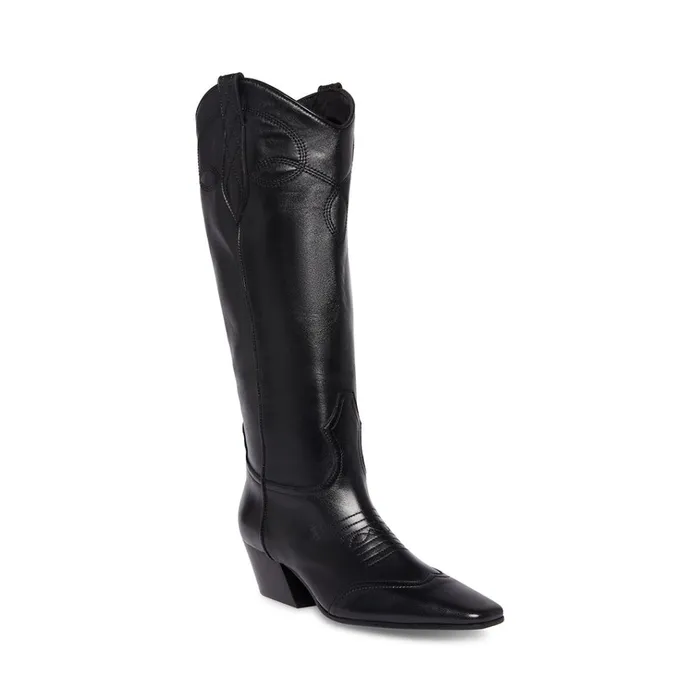 Womens Abilene Black Leather Steve Madden Boots and Booties