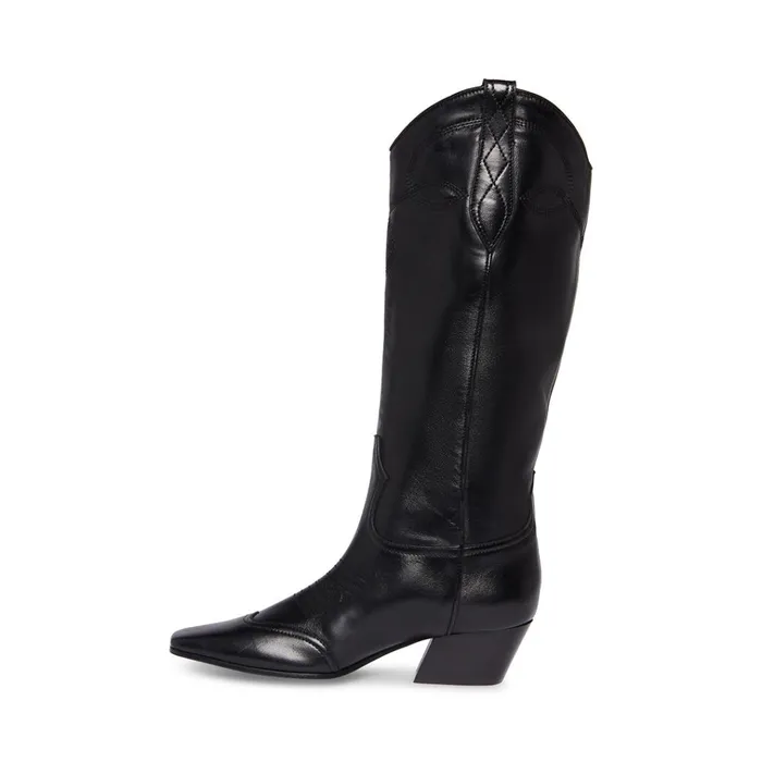 Womens Abilene Black Leather Steve Madden Boots and Booties