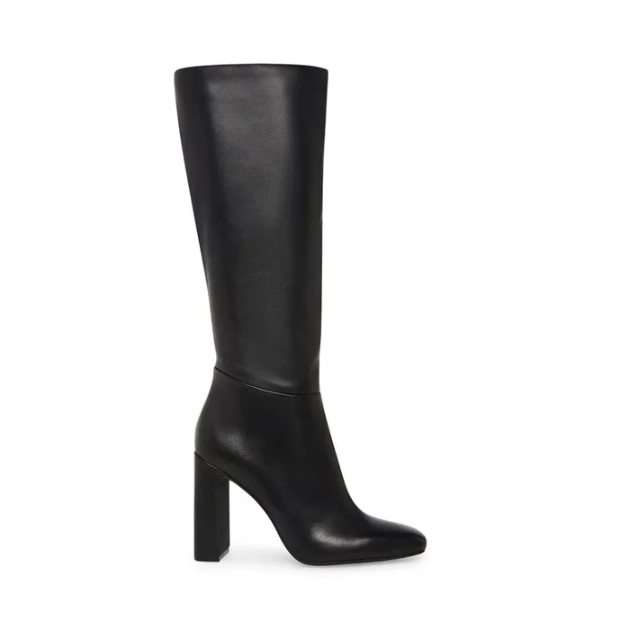 Womens Ally Black Leather Steve Madden Boots and Booties