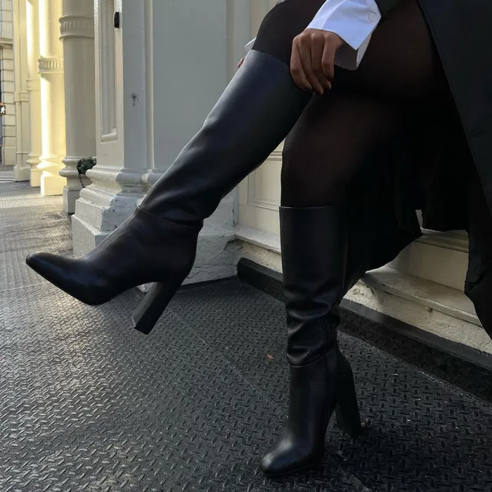 Womens Ally Black Leather Steve Madden Boots and Booties