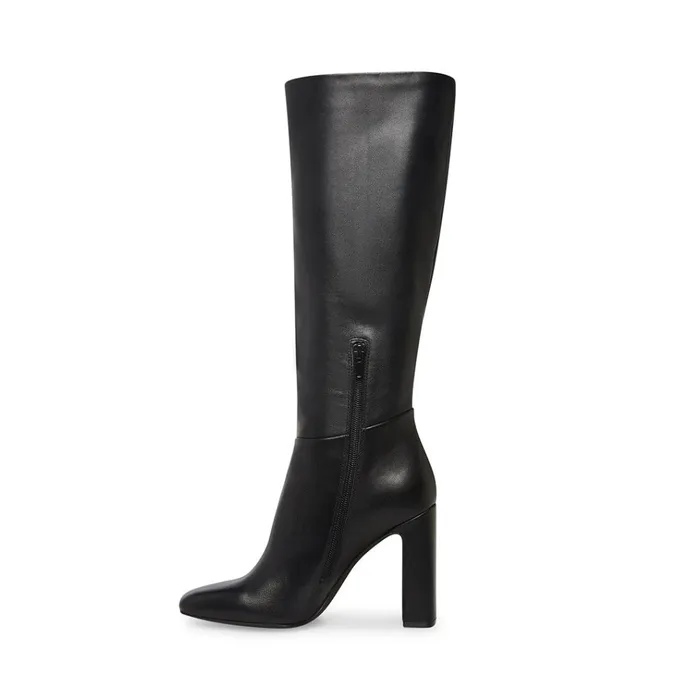 Womens Ally Black Leather Steve Madden Boots and Booties