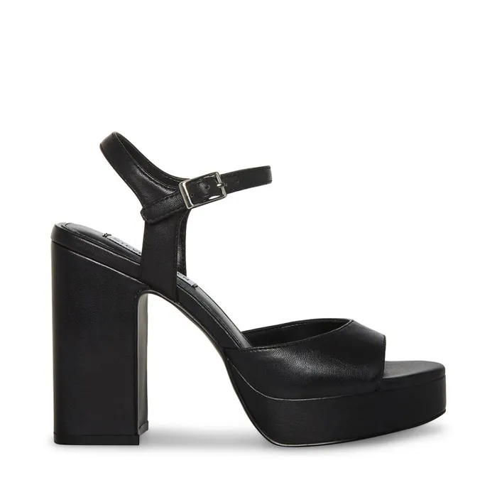 Womens Amy Black Leather Steve Madden Heels