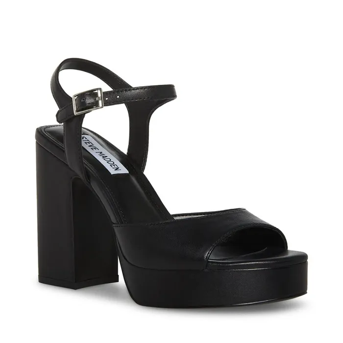 Womens Amy Black Leather Steve Madden Heels