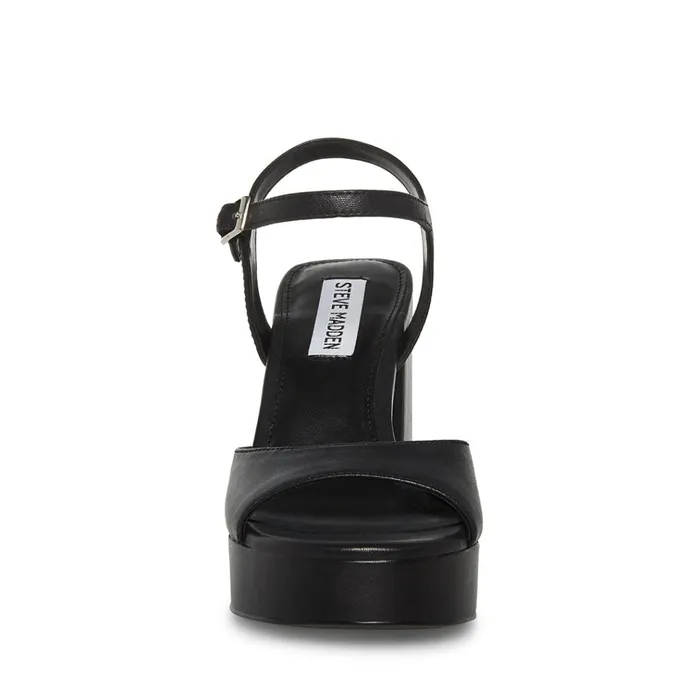 Womens Amy Black Leather Steve Madden Heels