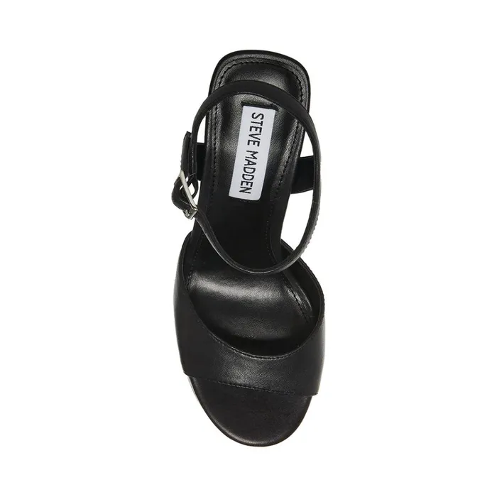 Womens Amy Black Leather Steve Madden Heels