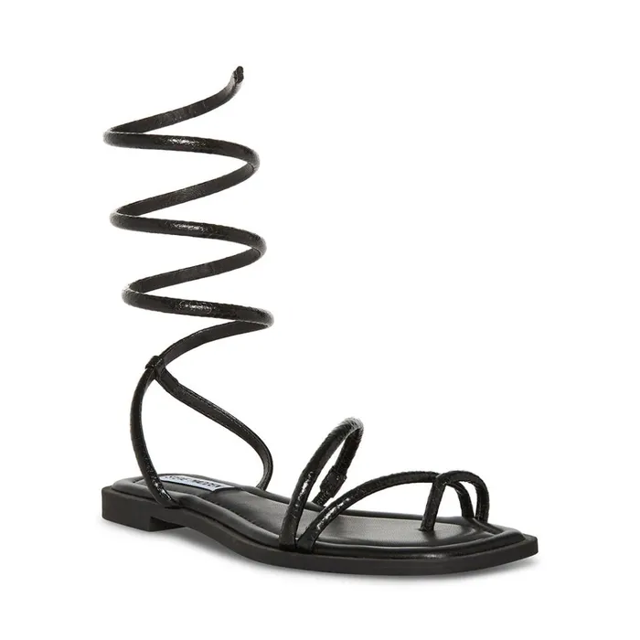 Womens Antelle Black Snake Steve Madden Sandals