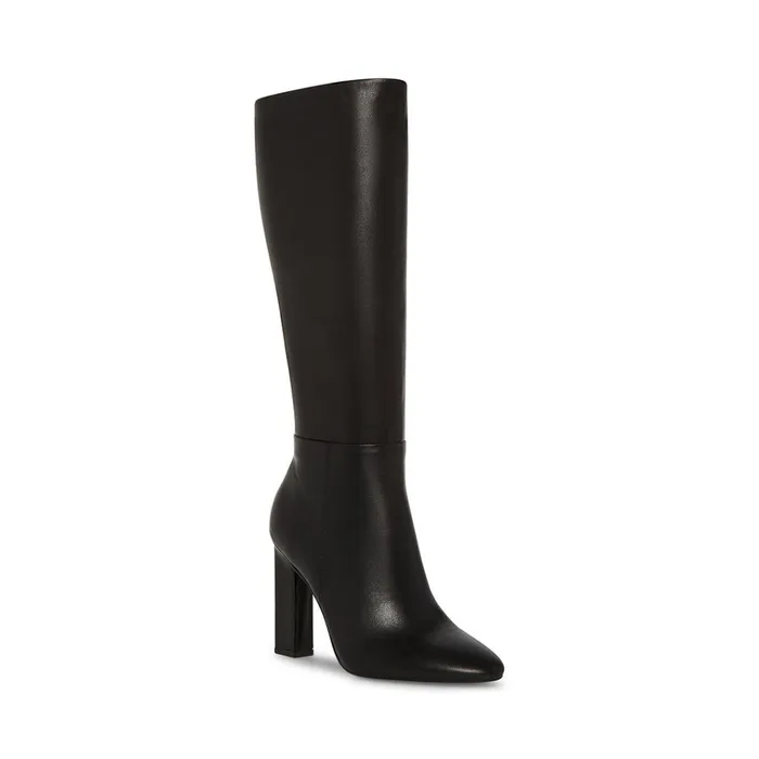 Womens Archers Black Leather Steve Madden Boots and Booties