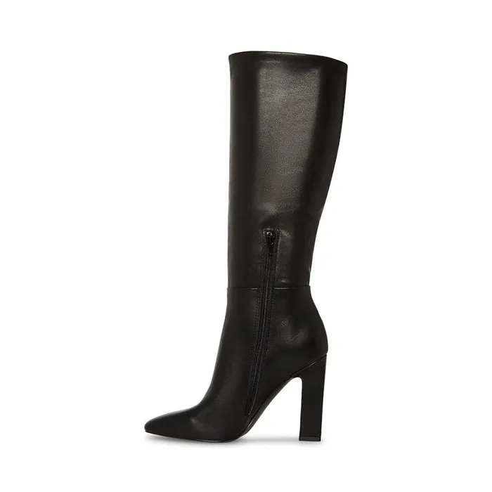 Womens Archers Black Leather Steve Madden Boots and Booties