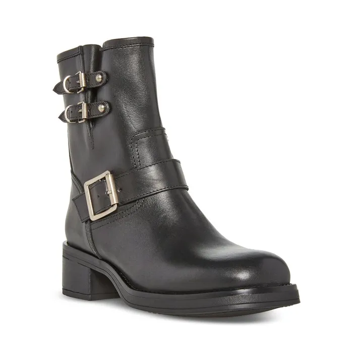 Womens Archie Black Leather Steve Madden Boots and Booties