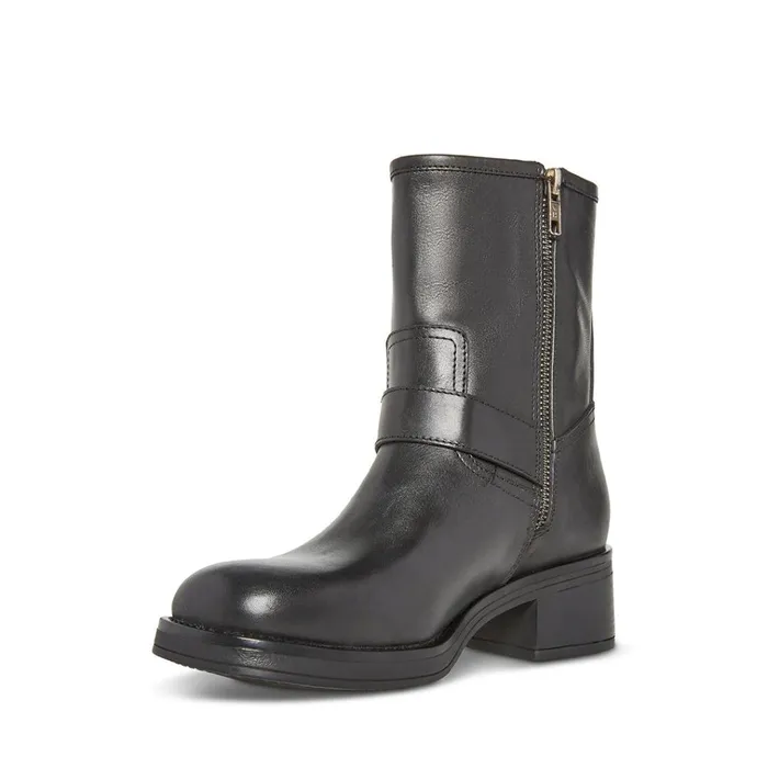 Womens Archie Black Leather Steve Madden Boots and Booties