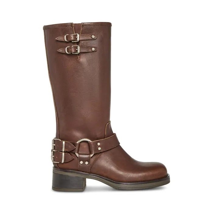 Womens Astor Brown Leather Steve Madden Boots and Booties
