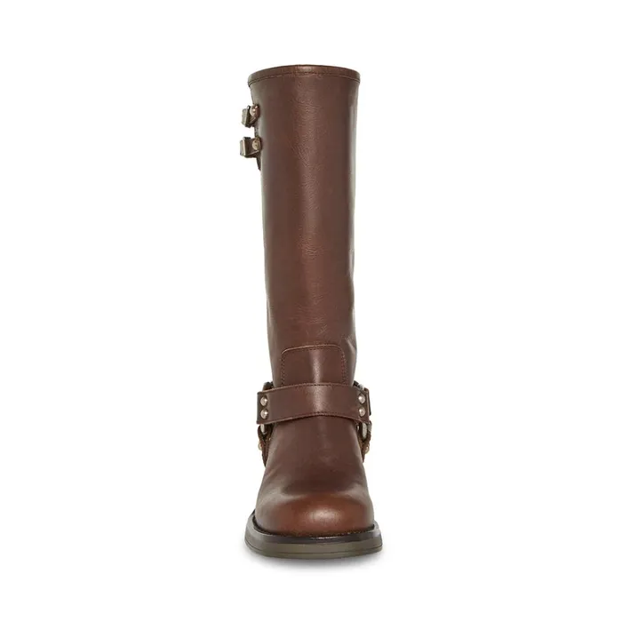 Womens Astor Brown Leather Steve Madden Boots and Booties