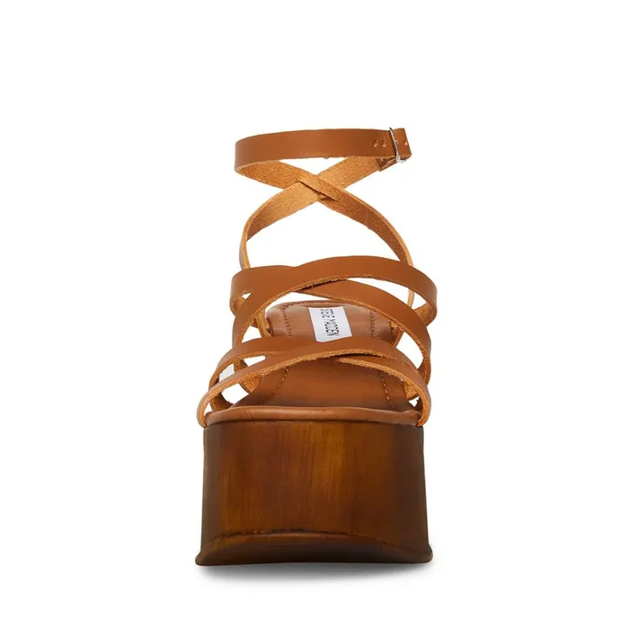 Womens Avril Cognac Leather Steve Madden Sandals