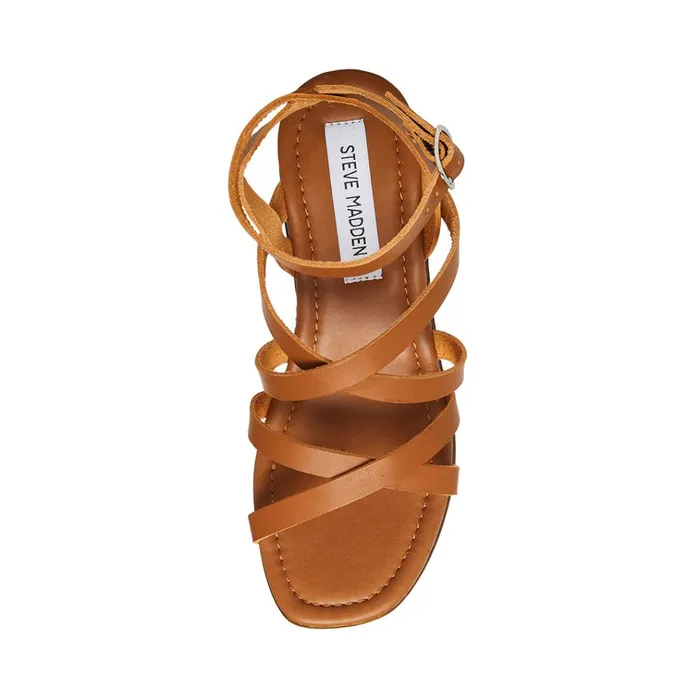 Womens Avril Cognac Leather Steve Madden Sandals