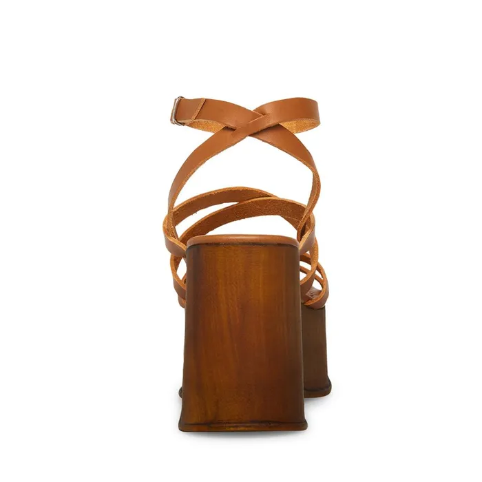 Womens Avril Cognac Leather Steve Madden Sandals