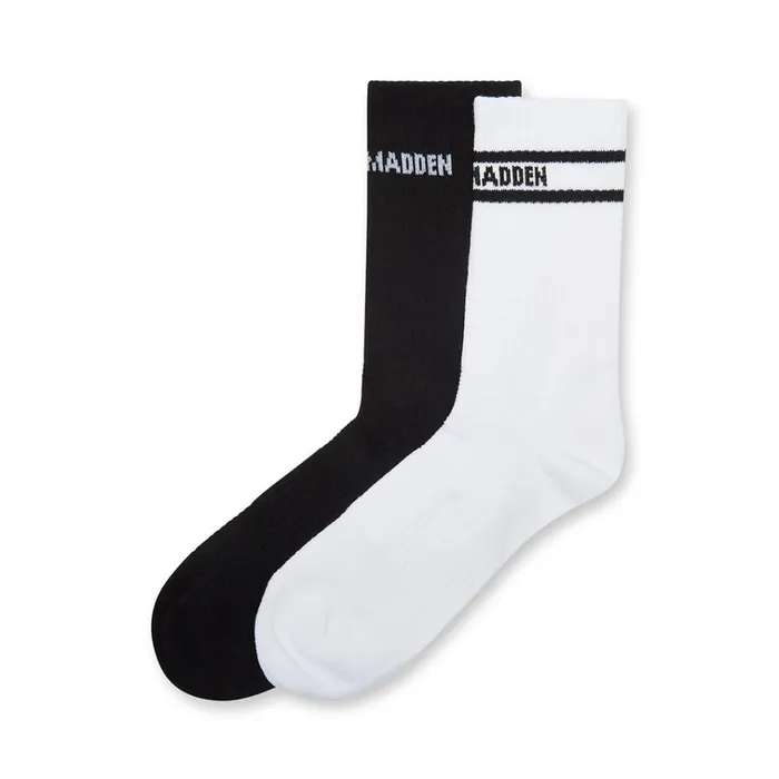 Womens Band Logo Crew Sock White Black Steve Madden Socks and Tights