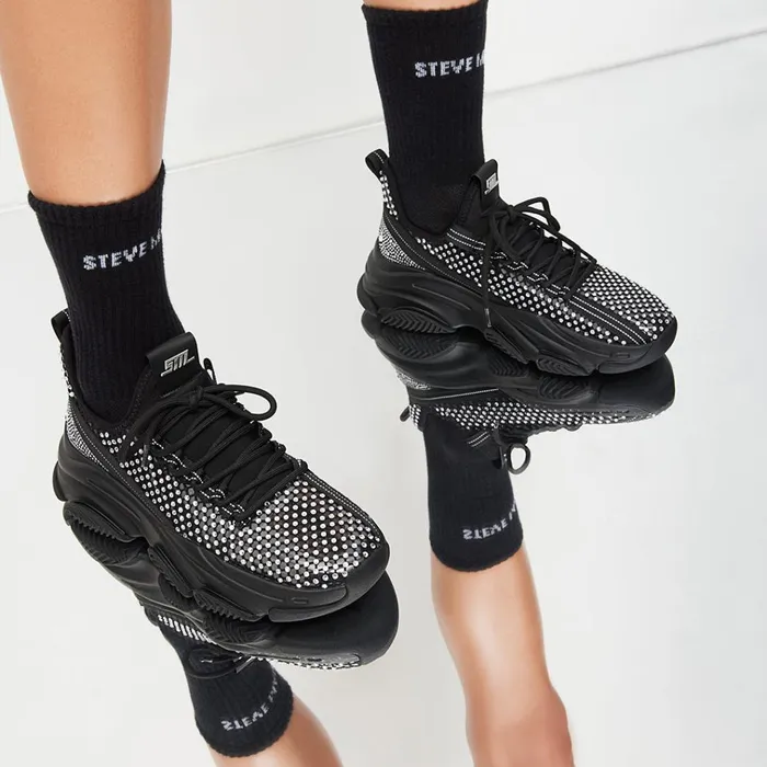 Womens Band Logo Crew Sock White Black Steve Madden Socks and Tights Womens Band Logo Crew Sock White Black Steve Madden Socks and Tights