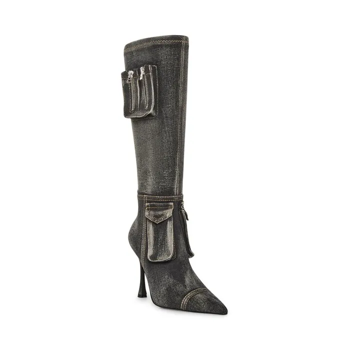 Womens Beckham Black Denim Steve Madden Boots and Booties
