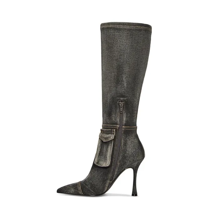 Womens Beckham Black Denim Steve Madden Boots and Booties