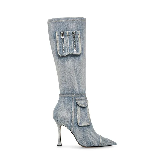 Womens Beckham Denim Fabric Steve Madden Boots and Booties