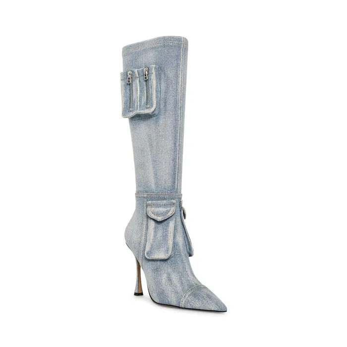 Womens Beckham Denim Fabric Steve Madden Boots and Booties