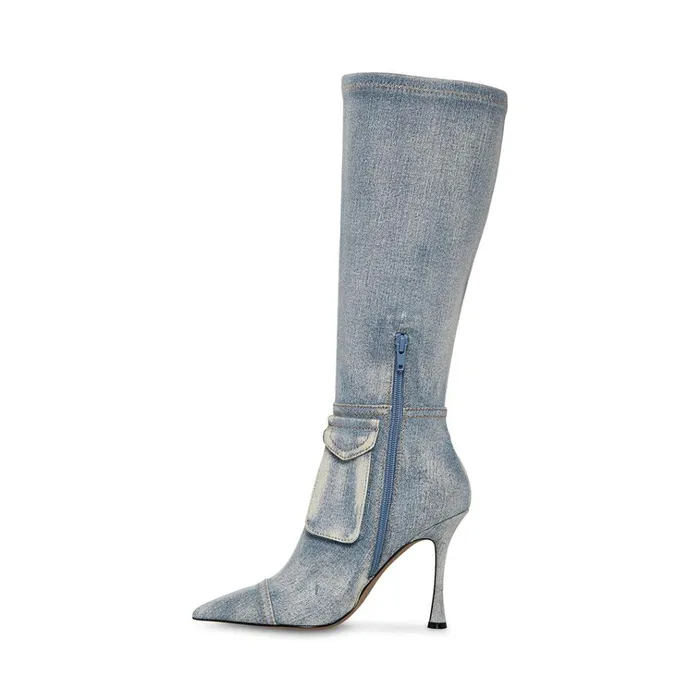 Womens Beckham Denim Fabric Steve Madden Boots and Booties