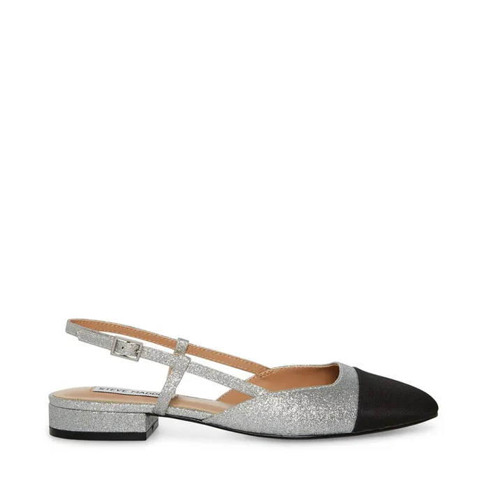 Womens Belinda Silver Glitter Steve Madden Loafers and Flats