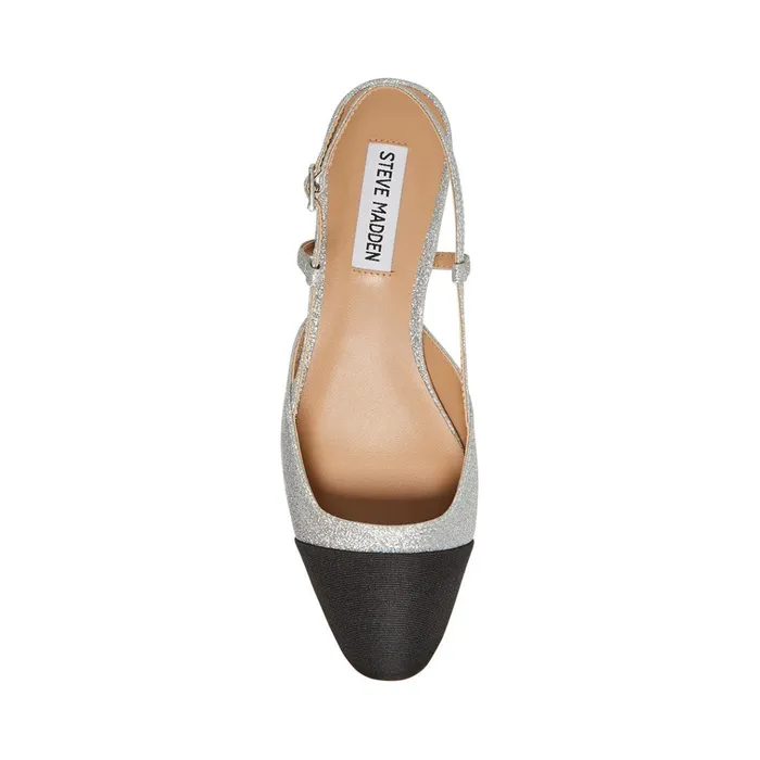 Womens Belinda Silver Glitter Steve Madden Loafers and Flats