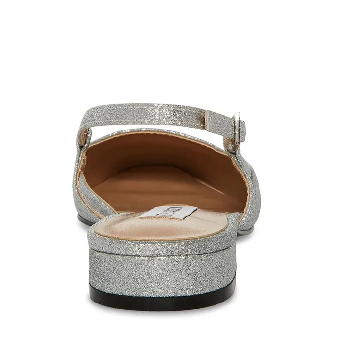 Womens Belinda Silver Glitter Steve Madden Loafers and Flats