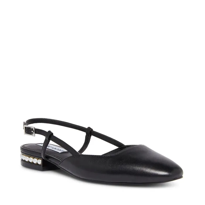 Womens Beloved Black Leather Steve Madden Loafers and Flats