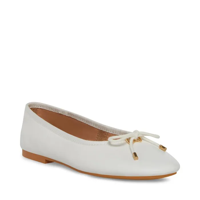 Womens Blossoms White Leather Steve Madden Loafers and Flats