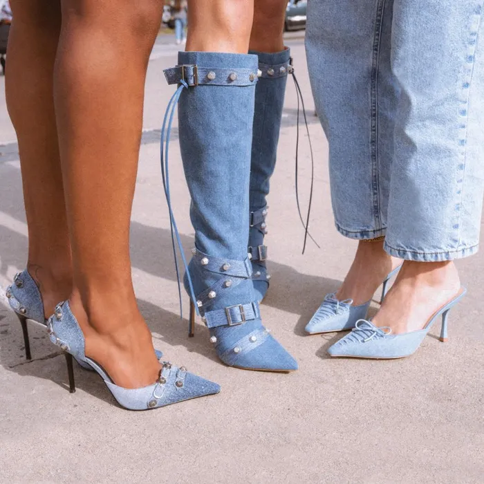 Womens Brianne Denim Fabric Steve Madden Heels